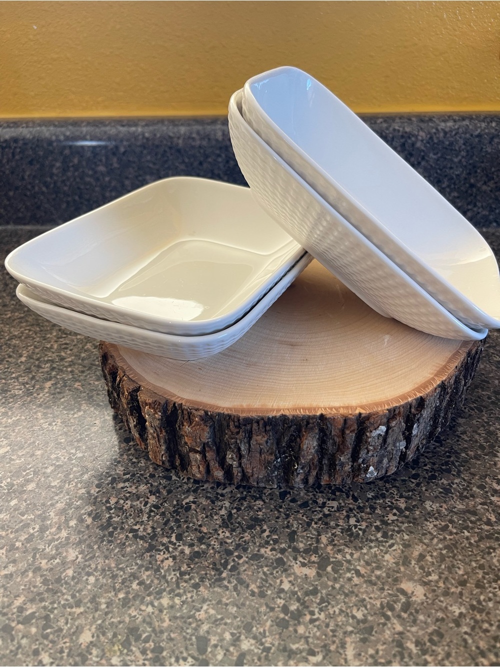 White Ceramic Square Bowls - Set of 4